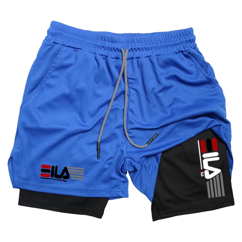 Heren Compressieshorts Zomergymnastiek2 In 1 Dubbellaagse Ademende Hardloopsportbroek Casual Sneldrogend Strandshort