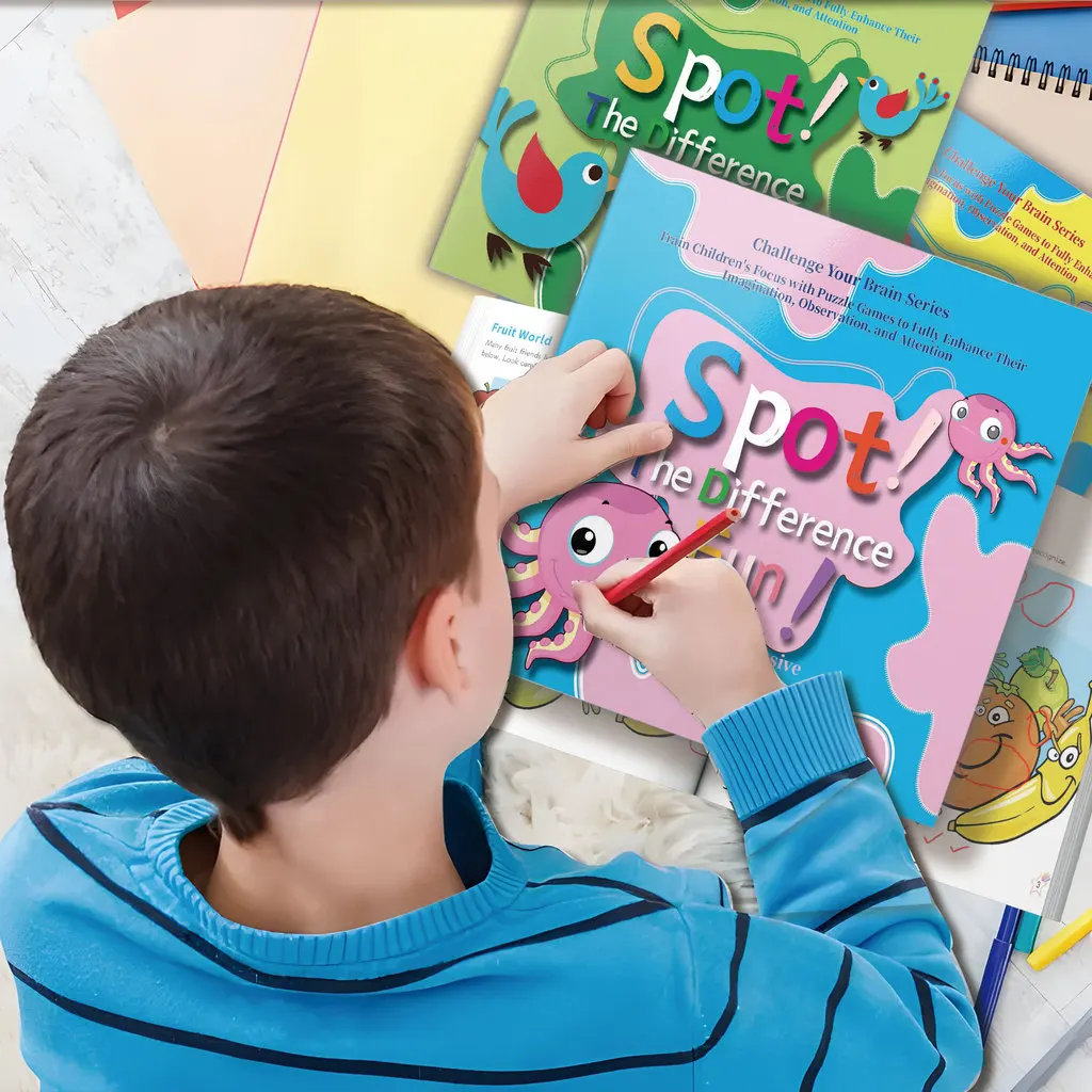 Spot the Difference Puzzle Books for Kids—8-Book Set (Shapes, Colors, Daily Life, Stories, Animals, Plants) — Find Activity