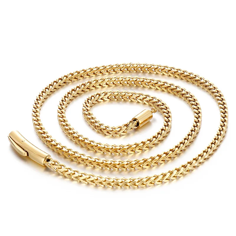 Hip Hop Rock Gold Silver Color Stainless Steel Franco Snake Bone Shape Link Chain Necklace For Men Rapper Jewelry Gift