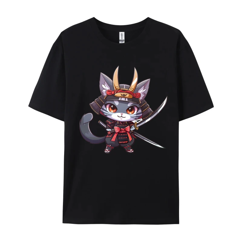 Cat Samurai Cool Tops Shirt All Cotton Harajuku Leisure T Shirt Wholesale Tshirts 100 Pcs Free Shippping Clothes