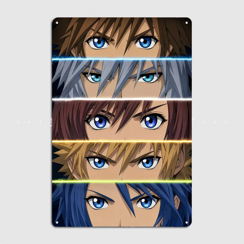 Kingdom Hearts Character Eyes Collage Poster Metal Tin Sign Indoor Outdoor Home Decor Bar Custom Posters Wall Room Decorations