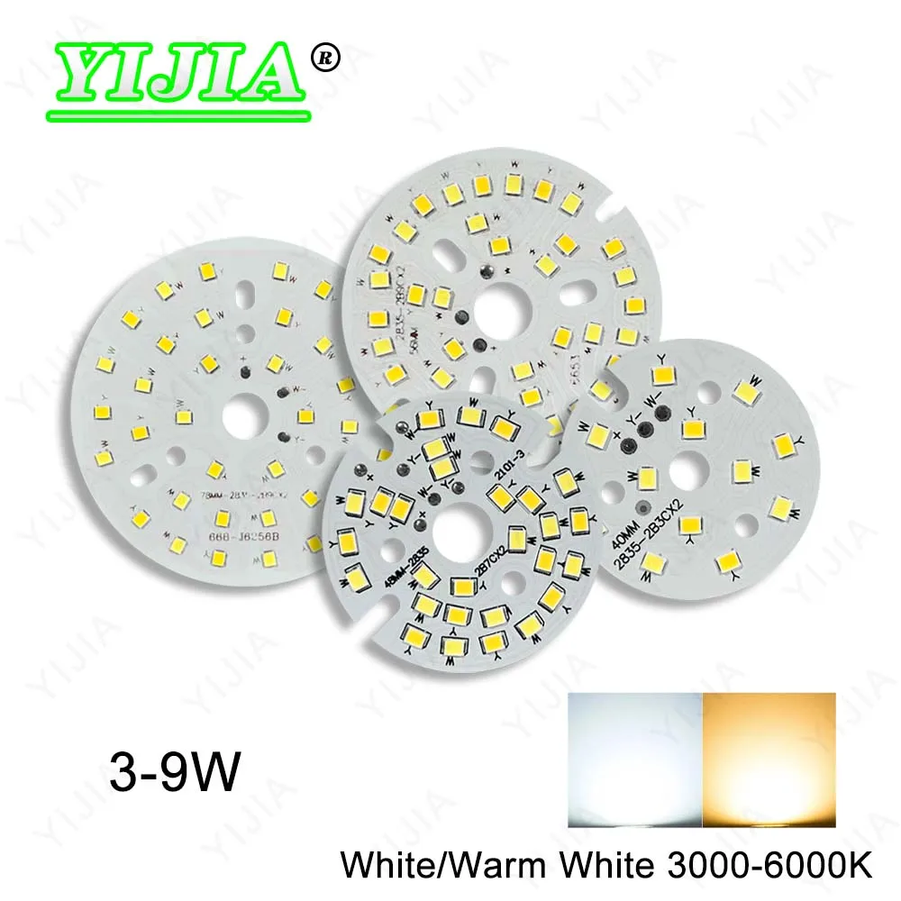 SMD2835 Two Colors Light Board 3W 5W 7W 9W Lamp Panel 40-78mm PCB With LED Light Source Board For DIY Downlight LED Bulb Light