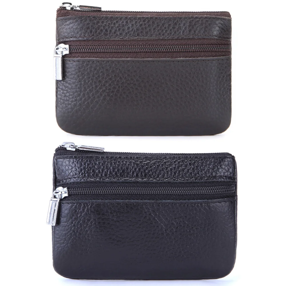 محفظة جلدية بسحاب للعملات المعدنية مع فتحات للبطاقات، منظم للعملات المعدنية، حامل تغيير، حافظة بطاقات، حقيبة تخزين بسحاب جلدي للرجال