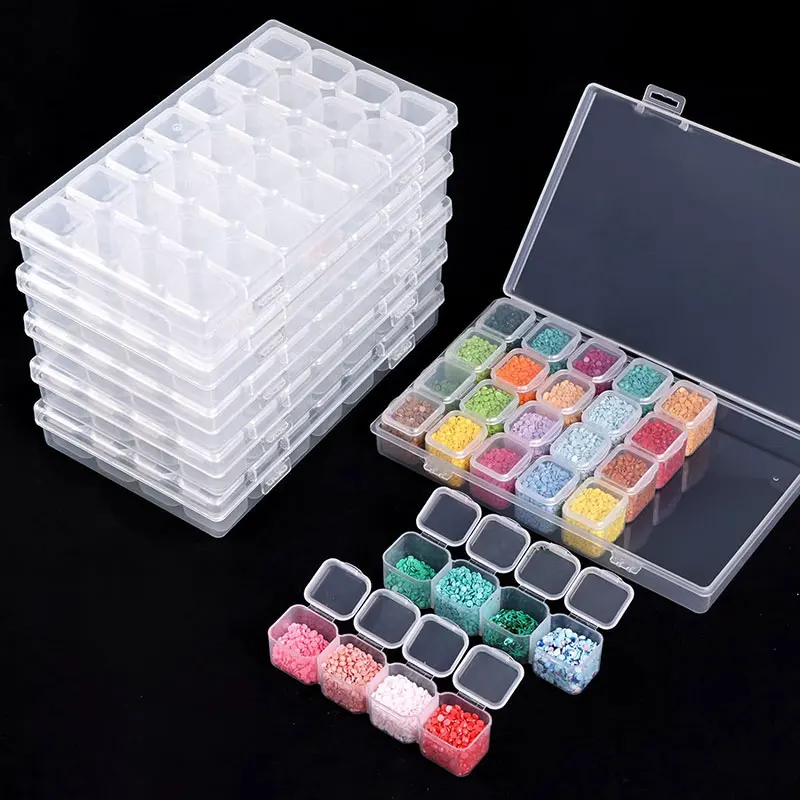 28Grids Clear Diamond Painting Storage Containers Embroidery Box Cross Stitch Accessories DIY Craft Storage Containers Bead Case