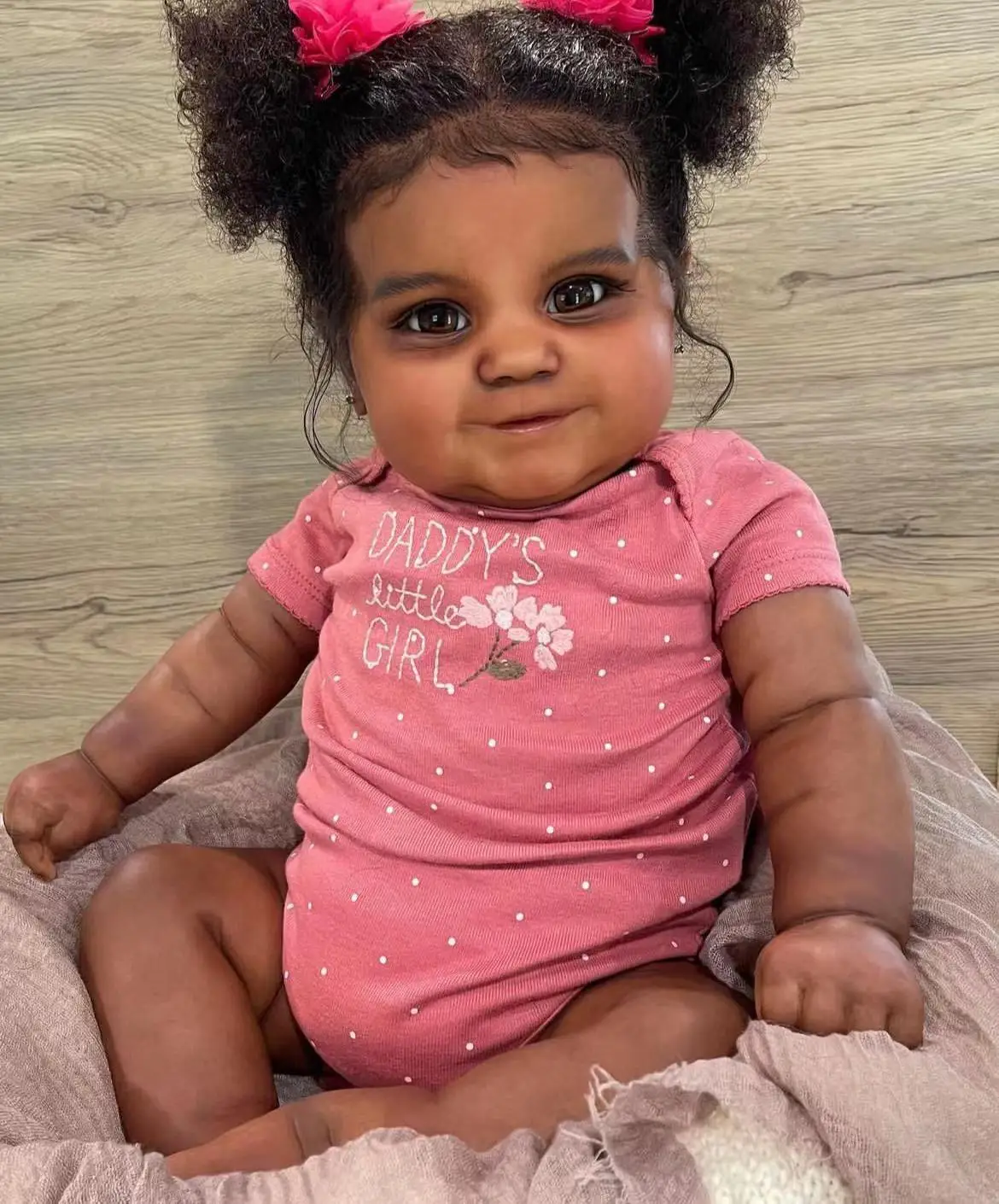 FBBD Customized Limited Supply 2Sizes 50/60cm Reborn Baby Maddie With Hand-Rooted Hair Dark Skin Already Finished Doll