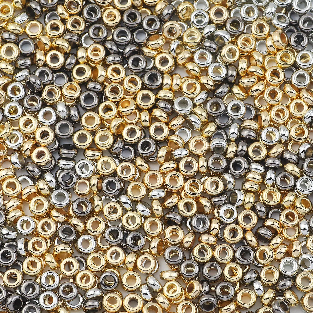 100/200/400pcs 6x2mm Golden/Silvery CCB Plastic Flat Round Loose Spacer Beads For DIY Jewelry Making Bracelets Necklace Earrings