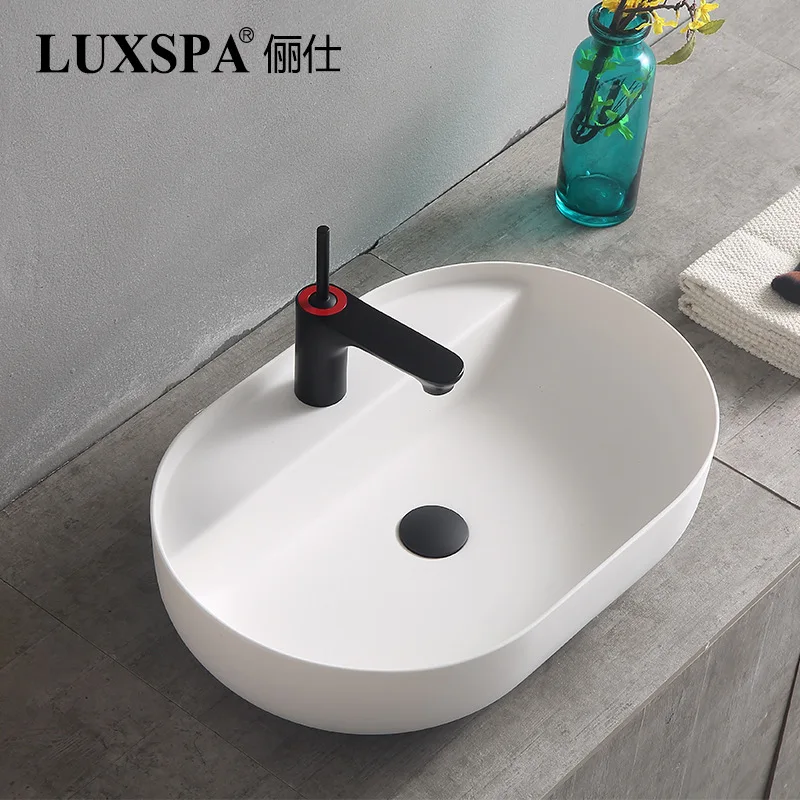 Luxury Bathroom sink Top Quality artificial stone wash basin 600*400*140mm Fashion washbowl Modern Design artistic Lavabo