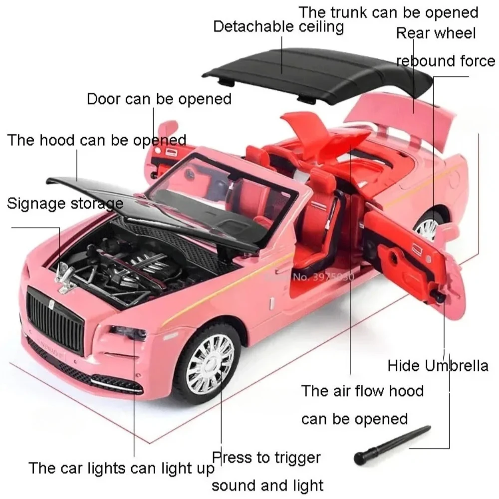 مقياس 1:32 SRT توماهوك XVGT رولز رويس داون سبيكة سيارة لعبة مجسمة ضوء الموسيقى التراجع نماذج السيارات الخارقة الاطفال سطح المكتب الحلي