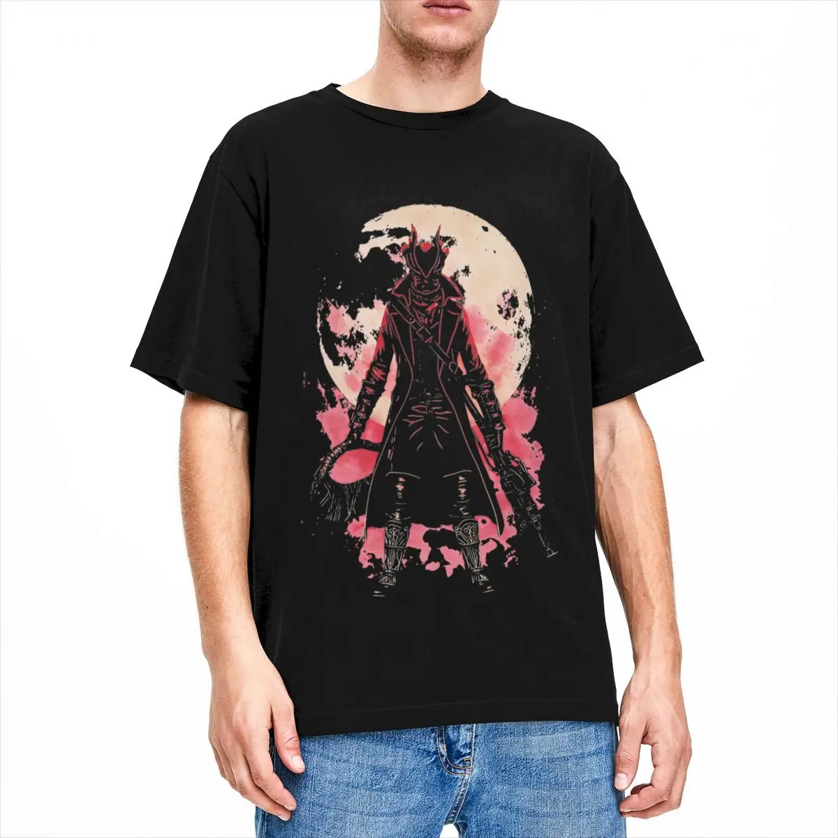 Streetwear T Shirt The Hunter Dark Souls Cotton T-Shirts bloodborne Hippie Tee Shirt for Men Summer Pattern Short Sleeve Tops