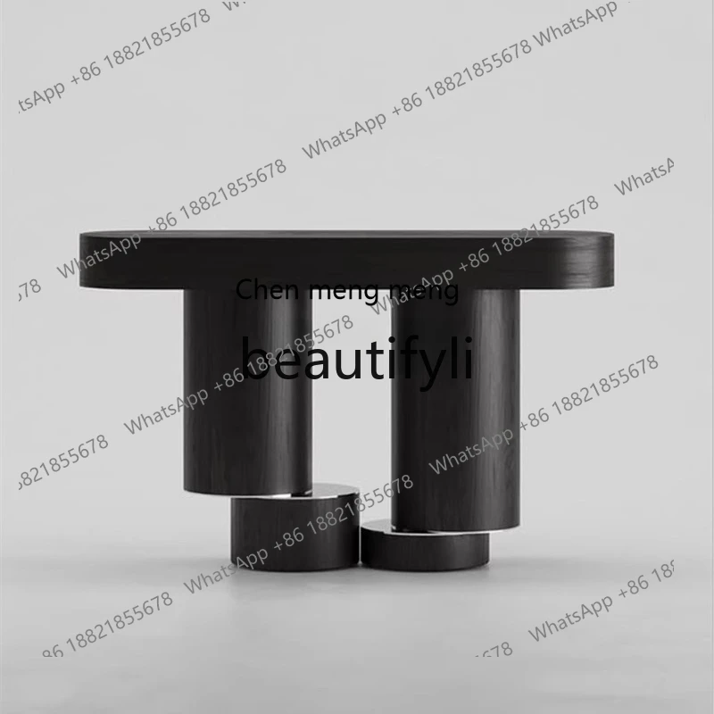 

Solid wood, minimalist, creative villa hallway hallway porch table rack H