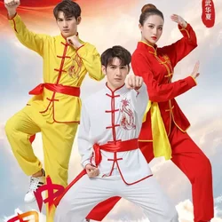 Unisex Wushu Uniform Martial Arts Set Man Women Long Sleeve Stand Collar Clothes Suit Kungfu Wushu Set Silk Tai Chi Clothes