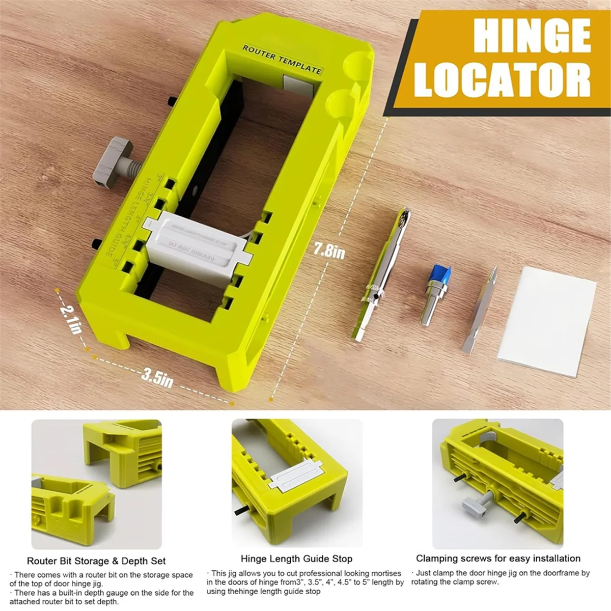 قالب توجيه مفصل الباب المفصلي للباب AA98 بطول 3 بوصة إلى 5 بوصة وسمك 1/4 بوصة أو 7/8 بوصة للأبواب فقط