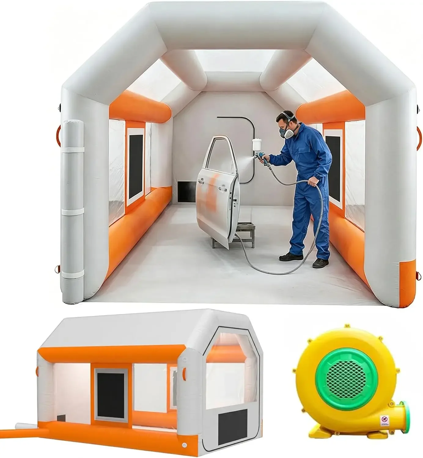 

10x8.5x7ft Inflatable Paint Booth, Light Water-Resistant 210D Oxford Portable Spray Booth with 550W Blower, Professional Mobile