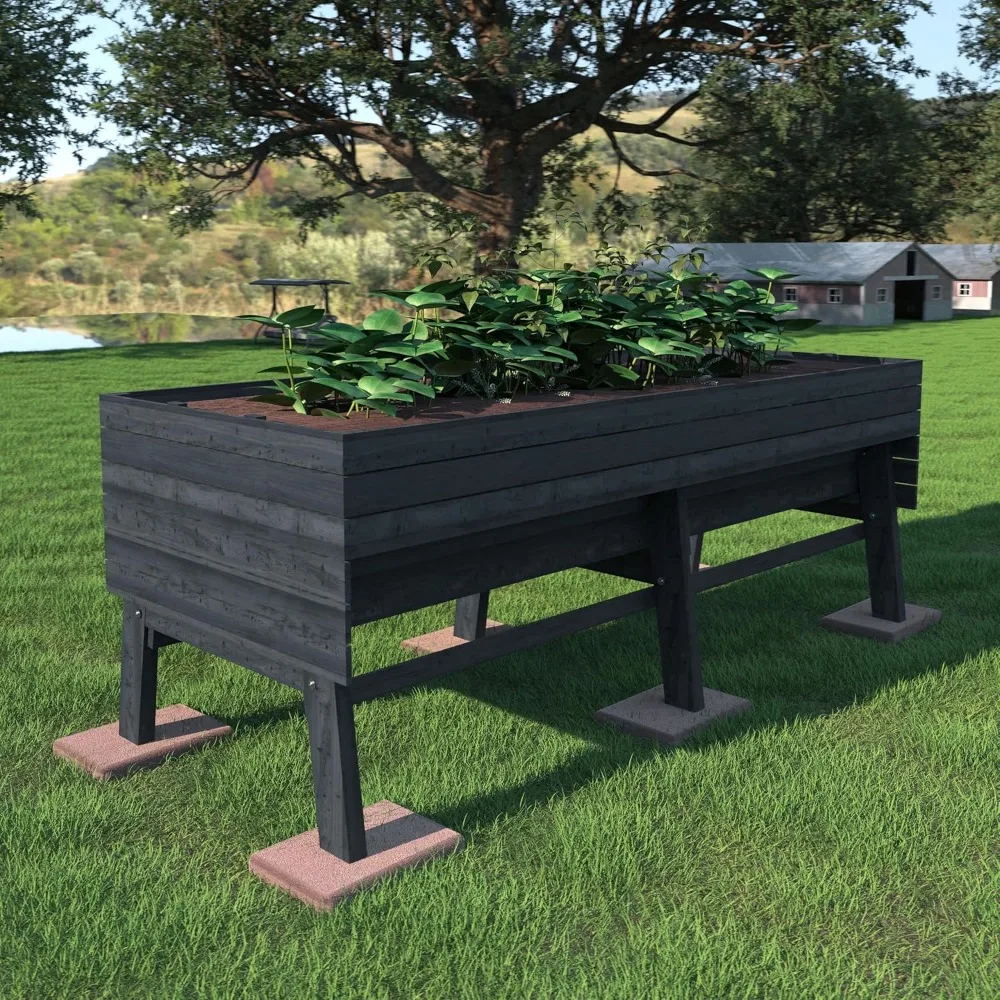

Raised Garden Bed with Legs, Large Outdoor Elevated Wood Planted Box with Liner for Vegetable, Flower, Backyard, Patio,