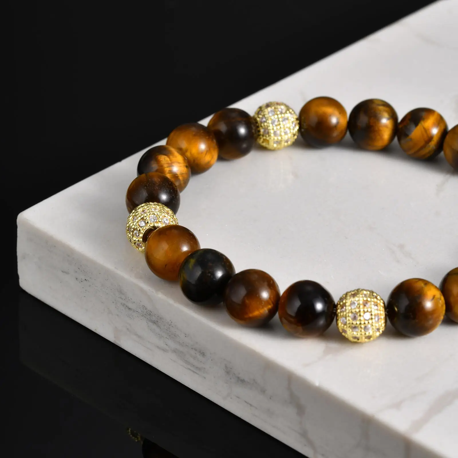 

Stylish Beaded Bracelets for Men Boys,Natural Tiger Eye Stone Bracelet,Birthday Father Husband Gift