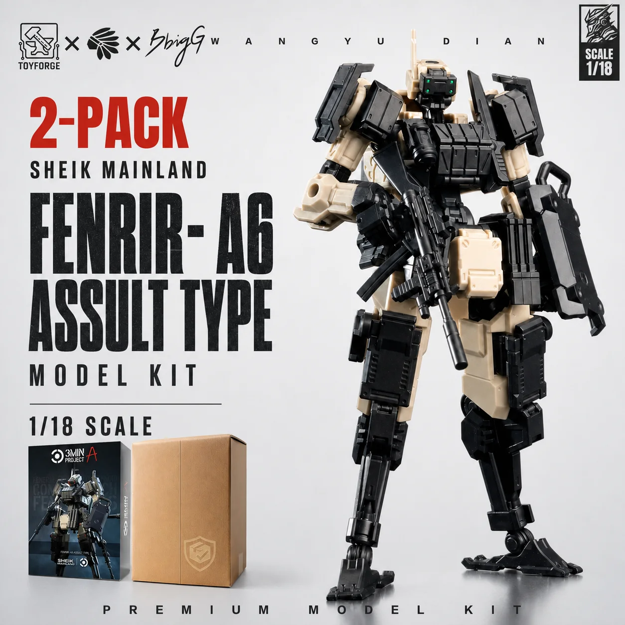 SHEIK MAINLAND FENRIR-A6, een modelbouwset van een aanvalsmecha in schaal 1/18, met modulaire onderdelen, geschikt voor verzamelaars, 4,5 inch/11,2 cm [niet op batterijen].
