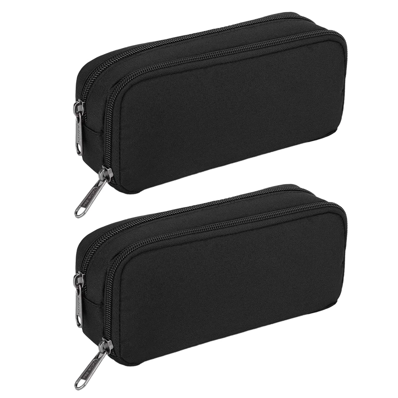 

2X Big Capacity Pencil Case Oxford Storage Pouch Marker Pen Case Simple Stationery Bag School Office Organizer Black