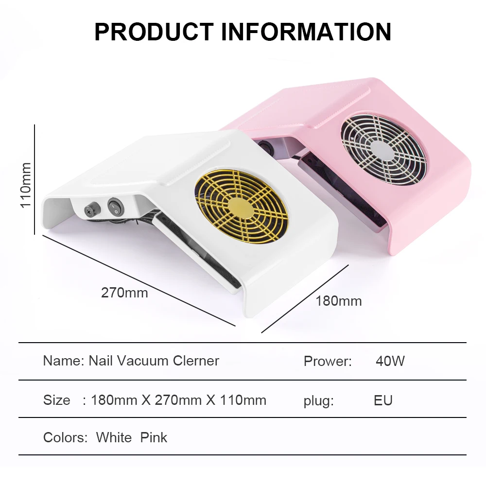 Nagelstaubsammler, kompakter Vakuumventilator, Staubsammler mit wiederverwendbarem Filter, leistungsstarke Staubsaugmaschine, Maniküre für die Maniküre