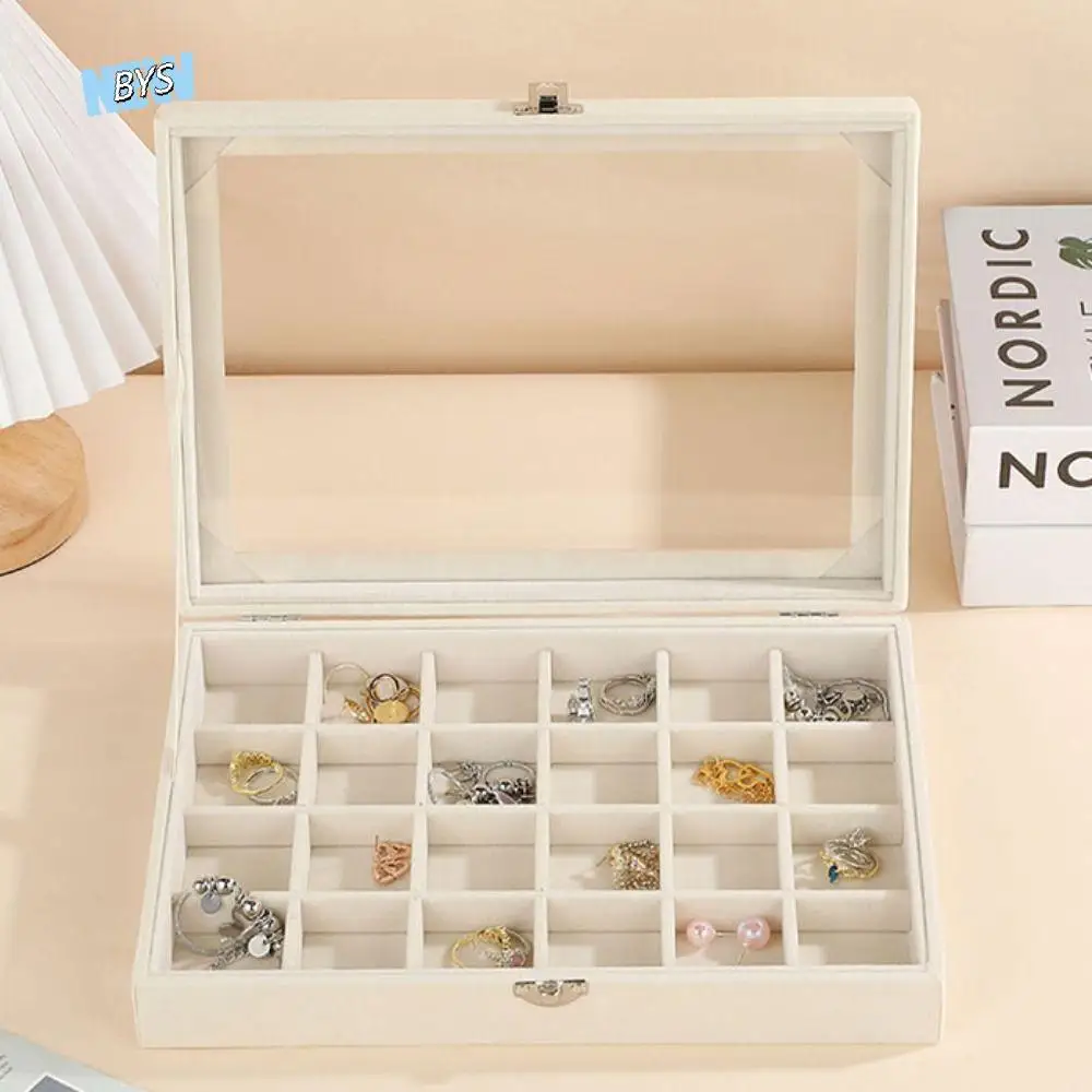 

Portable Solid Color Mirror Jewelry Box Lightweight Large Capacity Jewelry Storage Case Detachable Necklace Storage Box Travel