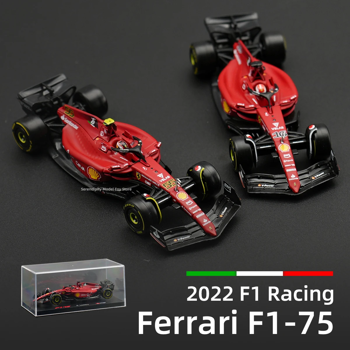 Bburago 1:43 Ferrari 2022 F1-75 Die Cast Vehicles Model Formula Racing Car Toys Acrylic Box