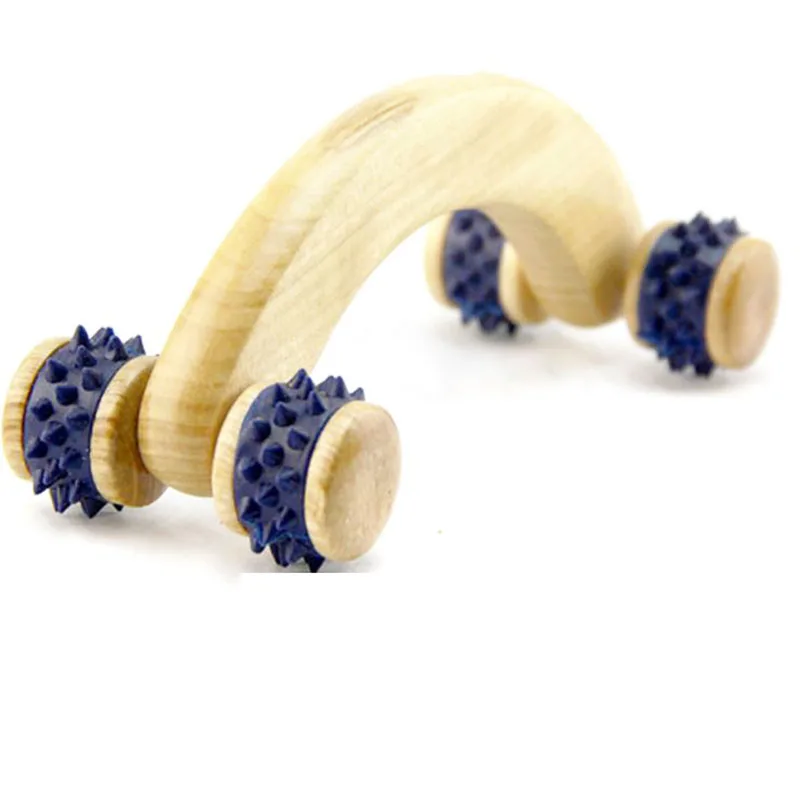 New natural wooden massager curved round body roller massager hands push bent round thin roller massager abdomen