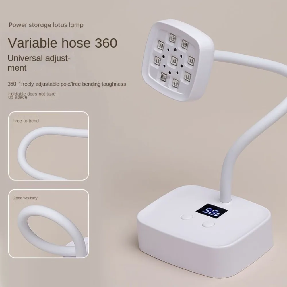 Draagbare 9LED desktop-spijkerlamp 360 °   Buigbaar, sneldrogend UV-uithardend licht Nagelpolijsten Flexibele nageldroger Lichte gellak