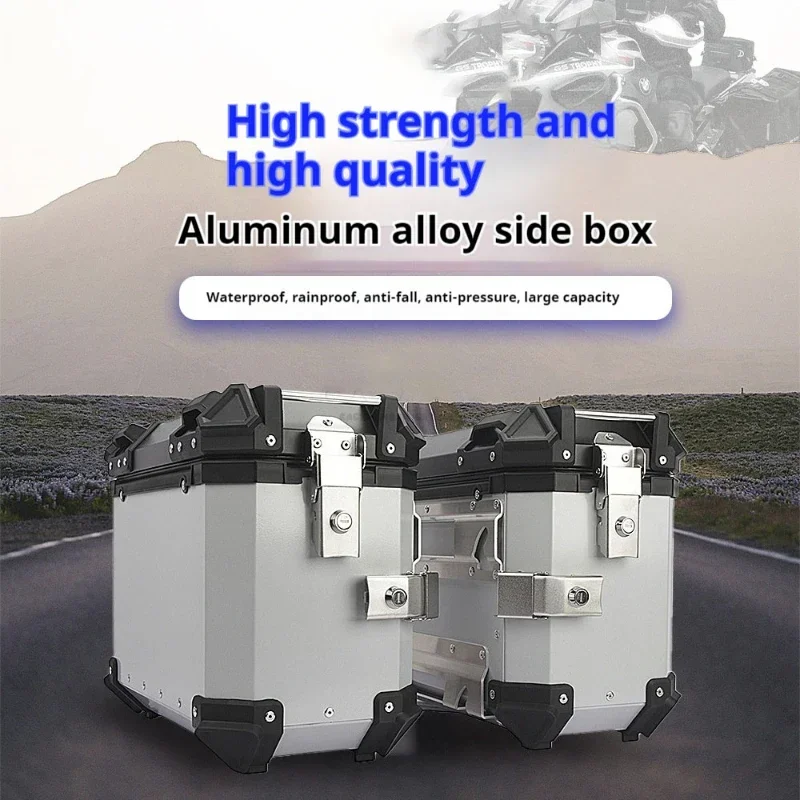 1 Pair 28L Universal Motorcycle Rear Top Box Side Luggage Case Motos Storage Trunk Lock Travel Toolbox Aluminum Alloy Side Box