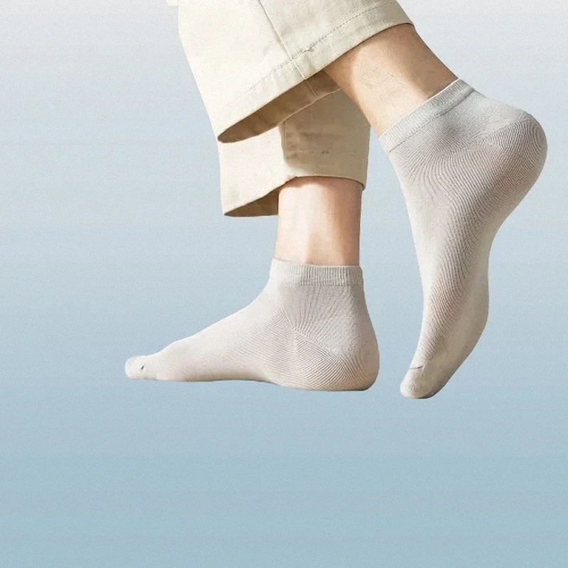 Chaussettes courtes décontractées respirantes en pur coton pour hommes, tube court absorbant la transpiration dépistolet ant, chaussettes de bateau de sport, 5/10 paires