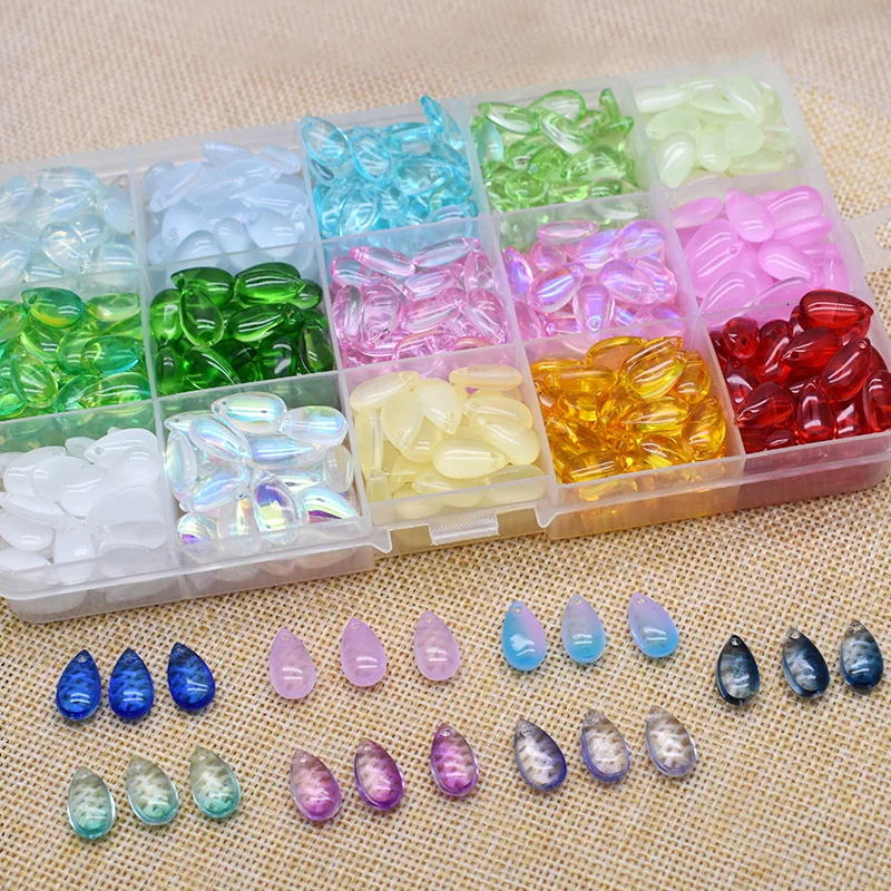 8x14mm 30/60Pcs Water Drop Shape Czech Glass Beads DIY Jewelry Findings Water Drop Glass Loose Beads for Jewelry Making Necklace