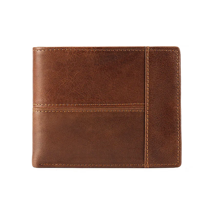 Genuine Leather Men's Wallet Short Style Top Layer Cowhide Horizontal Wallet Vintage Leather Clip Coin Purse