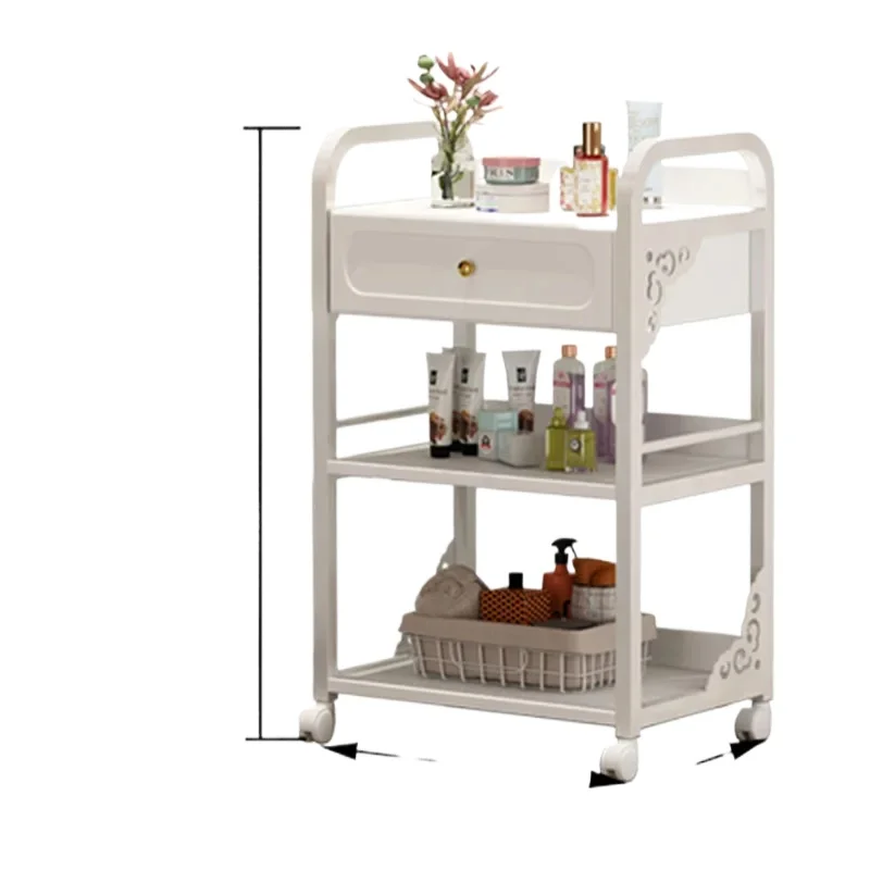 عربة النبيذ المهنية الحلاق الأثاث المنظم العجلات الطبية جماليات صالون محطات عربة الفولاذ المقاوم للصدأ لحام Friseur #6