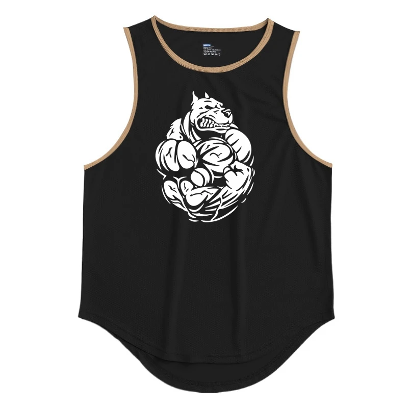 Men's Summer Fitness Sleeveless Tank Tops Gym Running Shirt Sport Singlet Muscle Man Casual Vest Dacron Male Workout Clothing