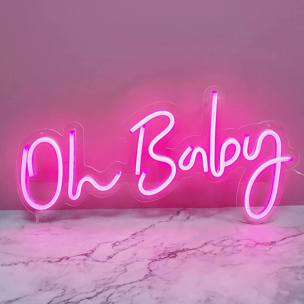 Oh Baby Large Neon Sign for Wall Decor, with Dimmable Switch, Reusable Neon Light Sign for, Birthday Party, Wedding Decor