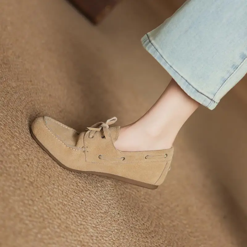 MORAZORA Size 35-43 Ins Hot Genuine Leather Flat Shoes Women Suede Brand Desgin Casual Flats Fashion Ladies Loafers 4 Colors