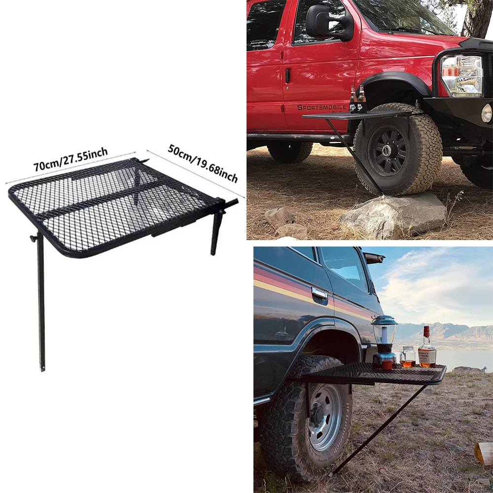 

RV Camping Table Tire Desk Alloy Steel Portable Folding Outdoor Travel Working Picnic Vehicle Wheel Table Board Use On Tires