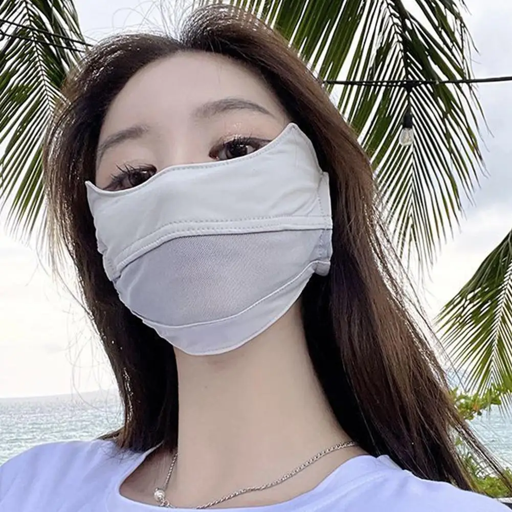 

Летняя маска для лица из ледяного шелка для женщин: охлаждающая, дышащая, сетчатая, солнцезащитная, с УФ-защитой для активного отдыха, езды на велосипеде, вождения, рыбалки, спорта