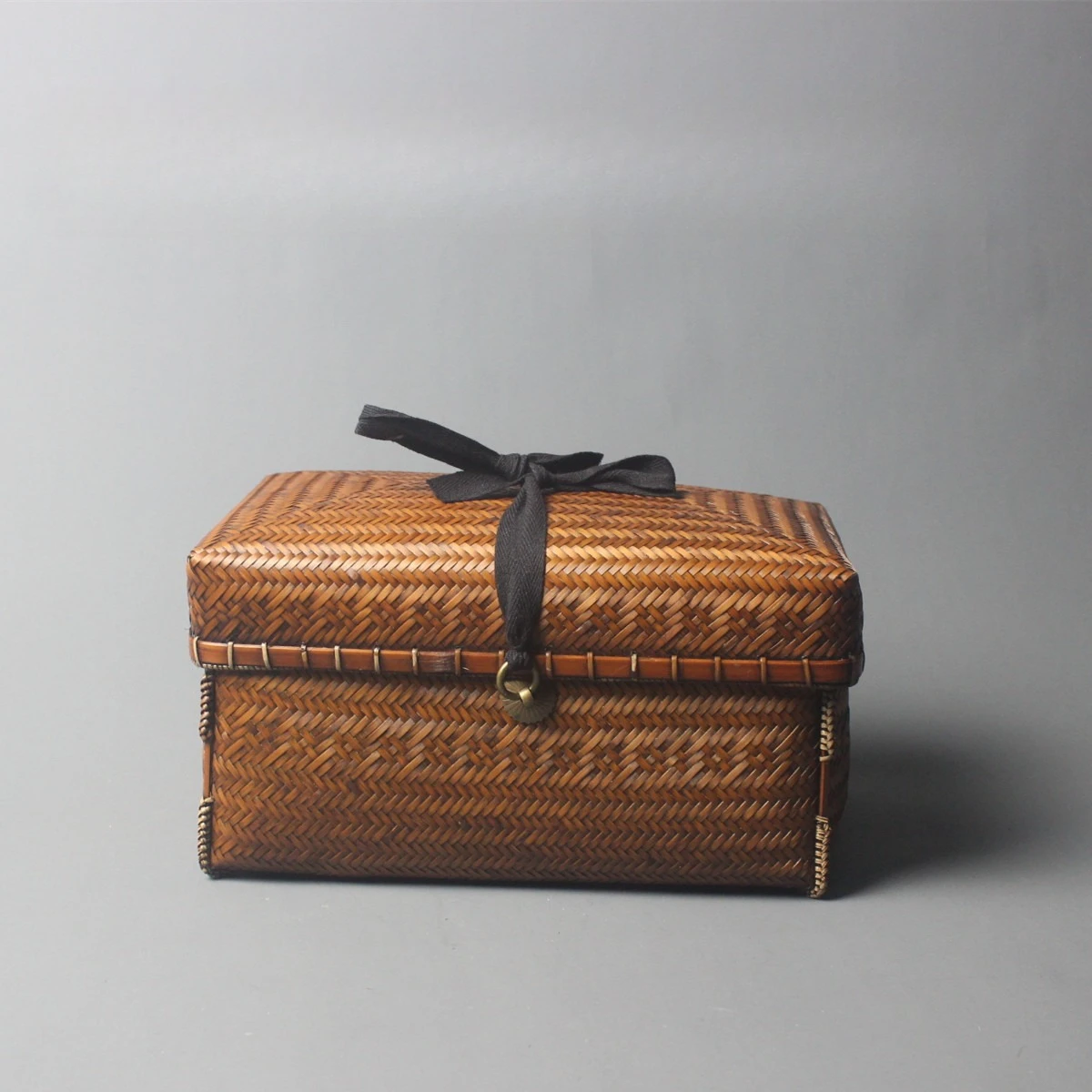 New bamboo hand-woven storage bag household bamboo woven basket tea set storage basket tea ceremony zero handicraft