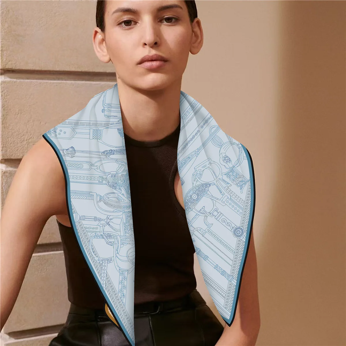 70CM Docorative Double-Side Printed Twill Silk Scarf Roll Edge High Quality Women Scarf Wraps Echarpes Foulards