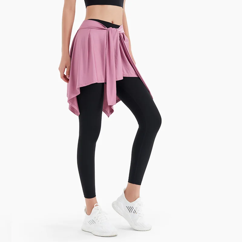 Falda de Yoga deportiva para mujer, Falda corta de vendaje de una pieza, toalla de cobertura de cadera, pantalón de baile de Ballet, vestido de