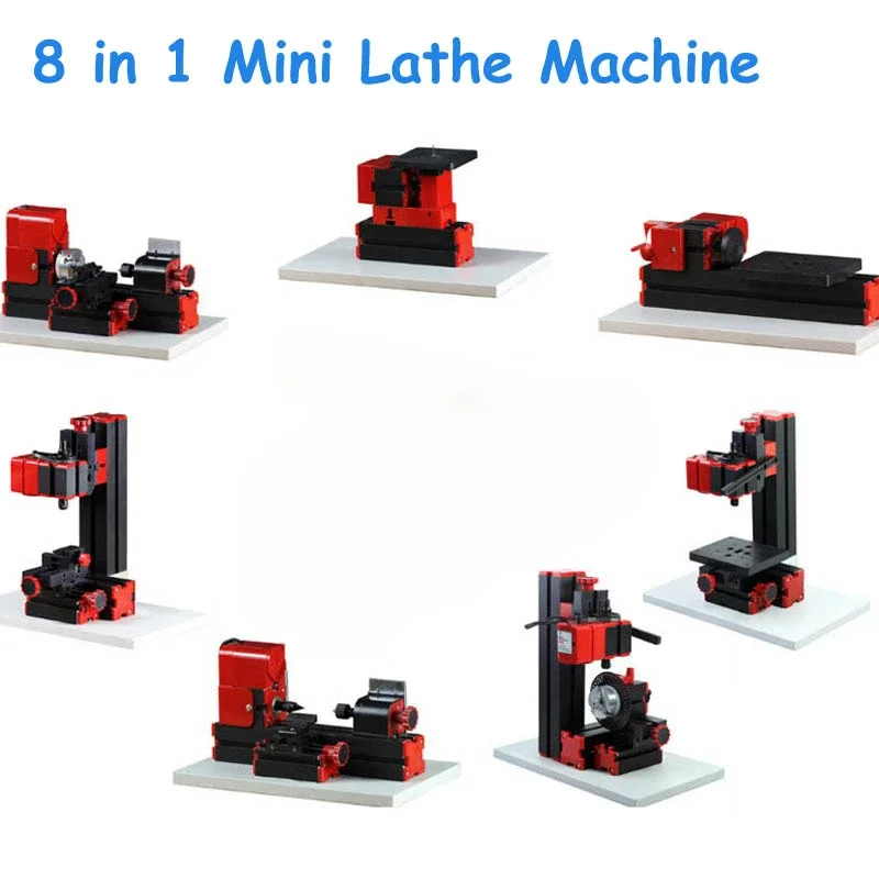 8 in 1 Mini Lathe Machine 20000r/min 110V-240V Saw Workbench Area 90*90mm Mini Combined Machine Tool Plastic Plate