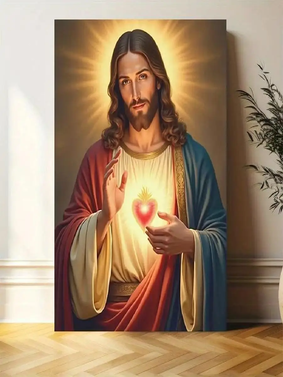 Sacred Heart of Jesus Divine Radiance Canvas Painting Print Wall Art Religious Home Decor Pictures Cuadros