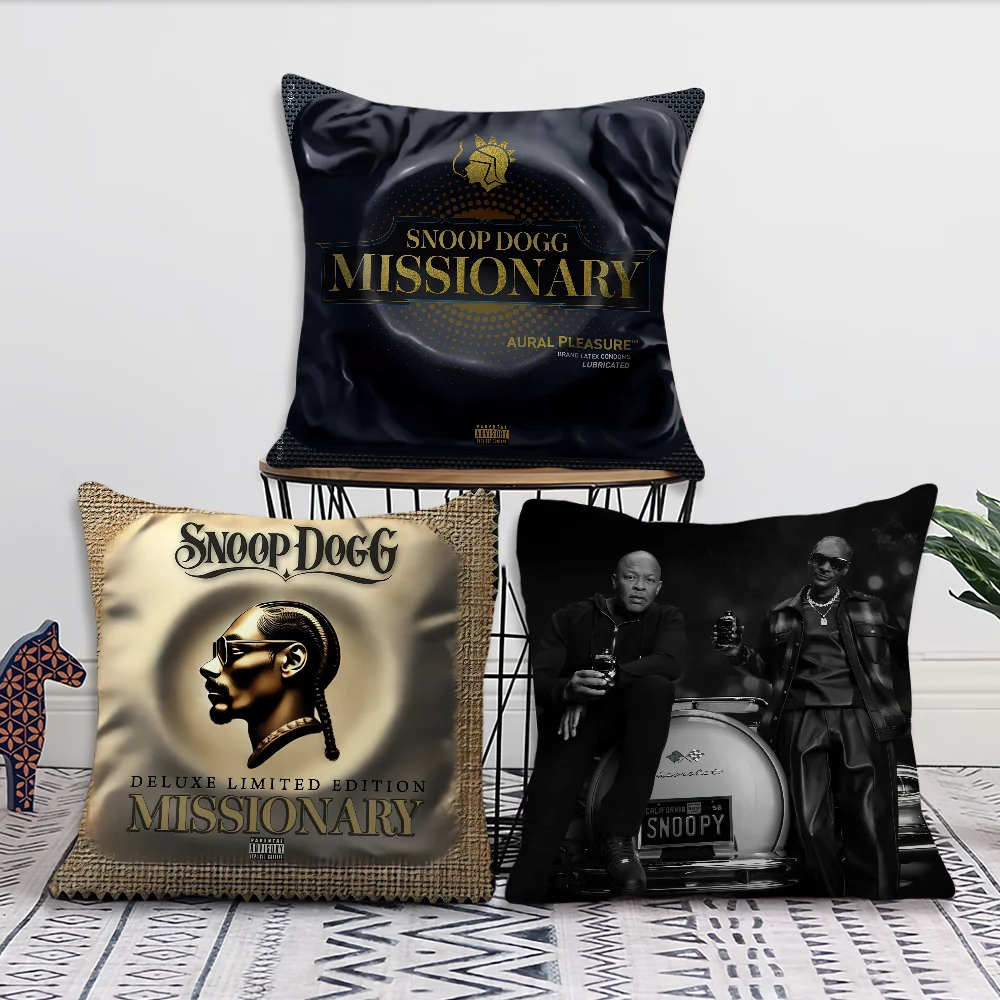 Rapper S-Snoop D-Dog M-Missi cushion cover Living Room Accent Couch Back Support Square Lounge Restful Nap Companion Pillow Case