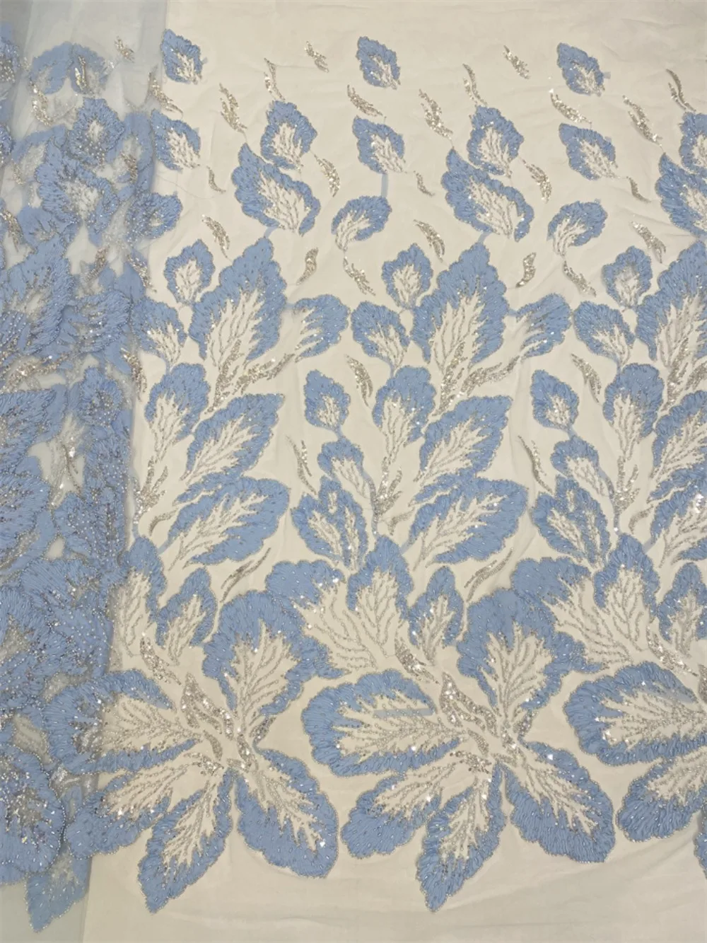 

African Lace Fabric 2025 High Quality French 3D Flower Sequins Embroidery Beads Tulle Lace Fabric For Party Dress