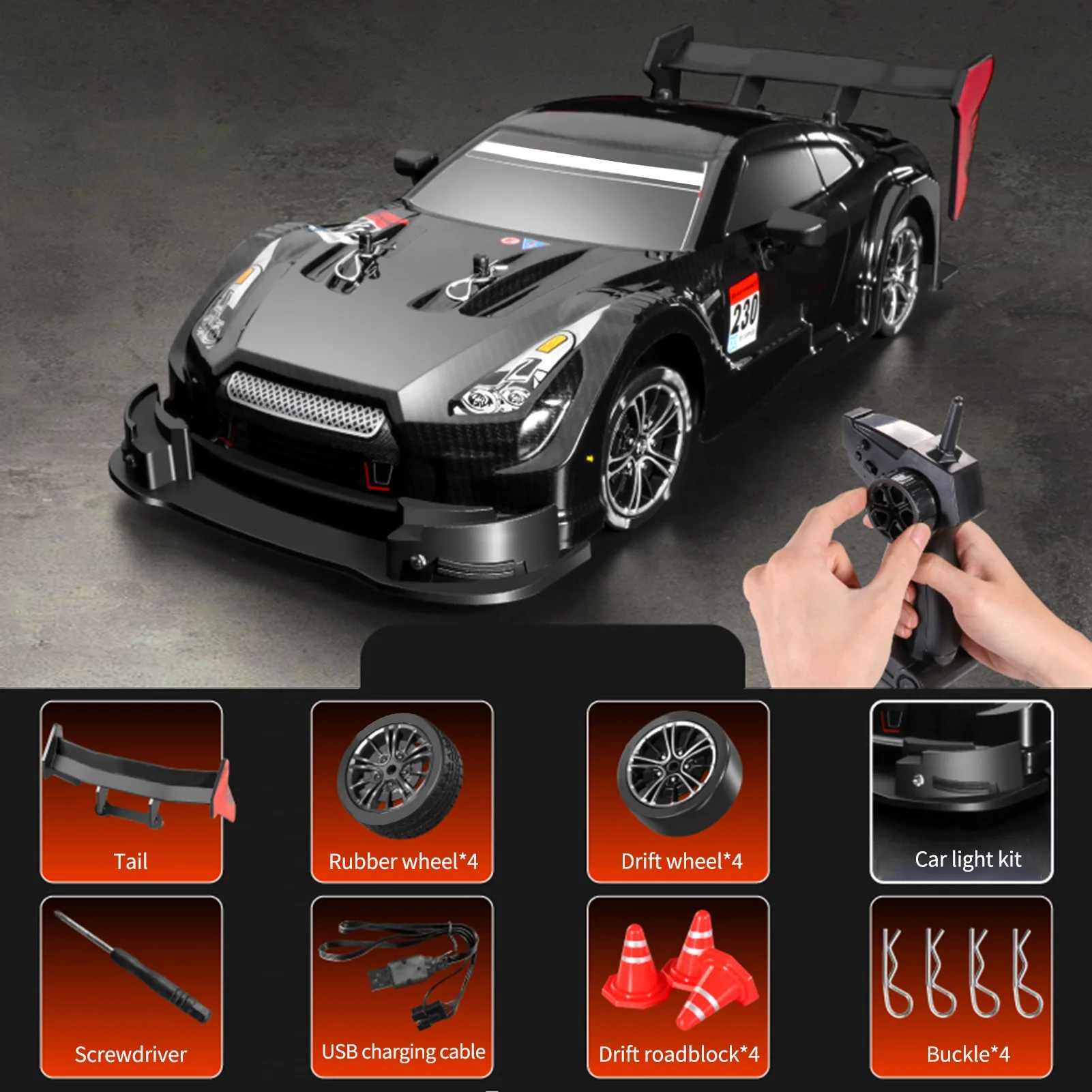 4WD RC الانجراف سيارة 30 km/ساعة عالية السرعة محرك فائق القوة 1:16 مقياس استبدال الإطارات 2.4 جيجا هرتز التحكم عن بعد سباق السيارات للأطفال