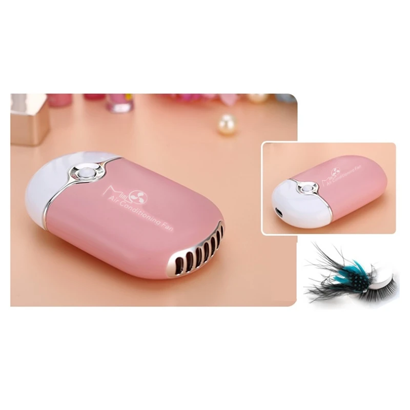 Eyelash Hair Dryer Fan Decorative Accessories Built-In Lithium Battery Fan Air Conditioning Rechargeable Eyelash Fan (Pink)