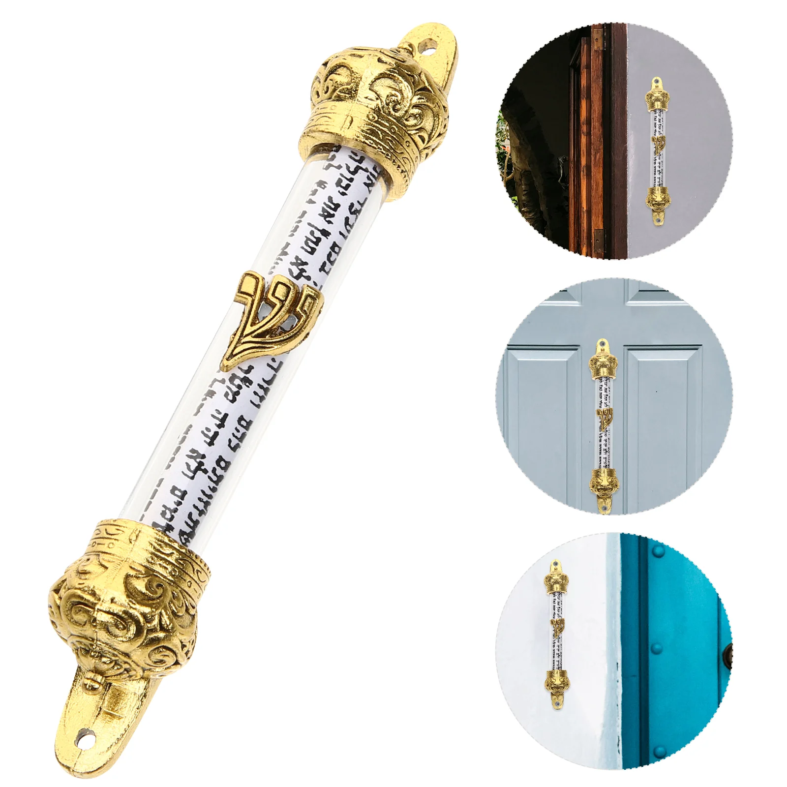 Retro Decor Gatepost Holy Scroll Jewish Religious Door Mezuzah Household Side Metal Mitzvah Hanging Woman