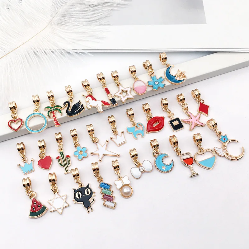 10pcs Assorted Mix Flower Dangles Charms Bulk Enamel Charm For Jewelry Making Star Pan Dangle Pendant For DIY Bracelet Necklace