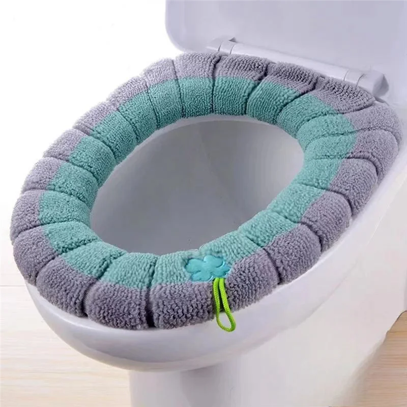 ABZV-funda Universal gruesa para asiento de inodoro de felpa para invierno, alfombrilla portátil lavable suave, almohadilla de baño con accesorios