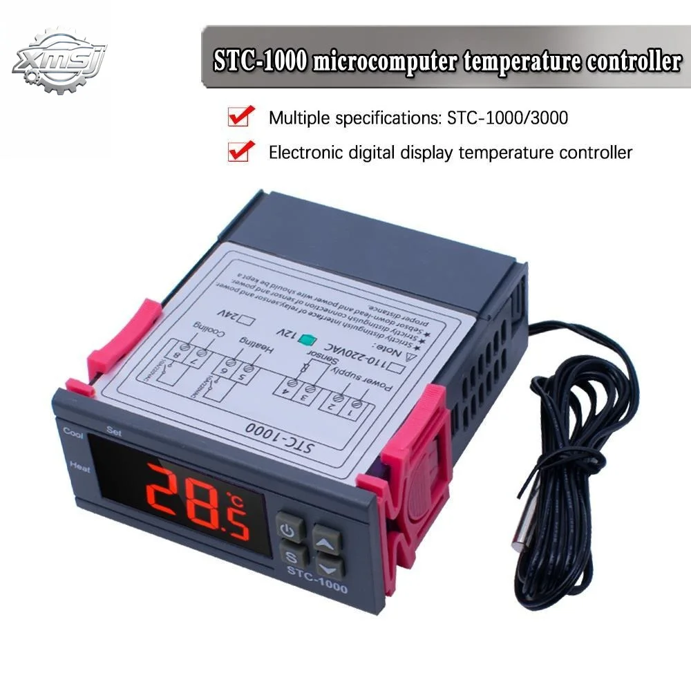 Controlador de temperatura Digital termostato termorregulador para incubadora relé LED 10A calefacción refrigeración STC-1000 12