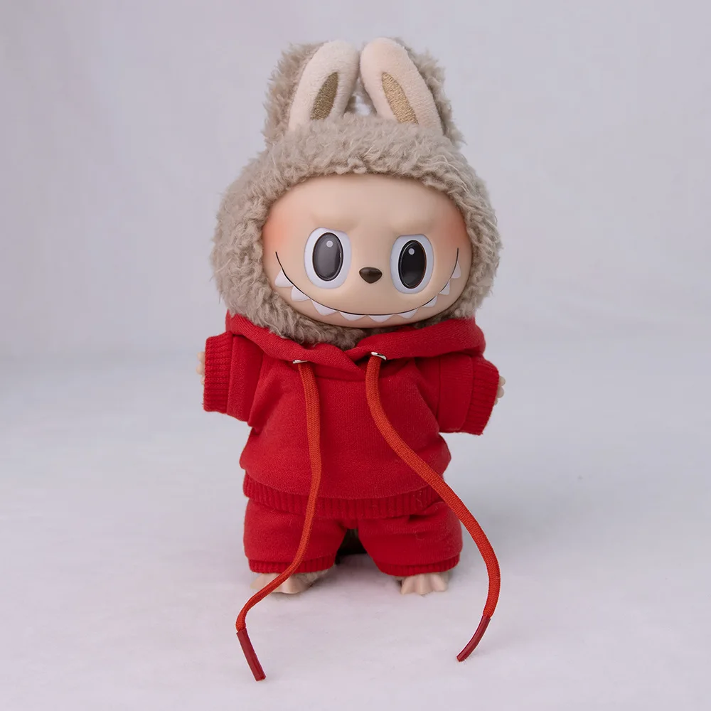 Vêtements de poupée Labubu de 17cm, vêtements à la mode, sweat à capuche, vêtements de poupée, couleur assortie, accessoires de poupées